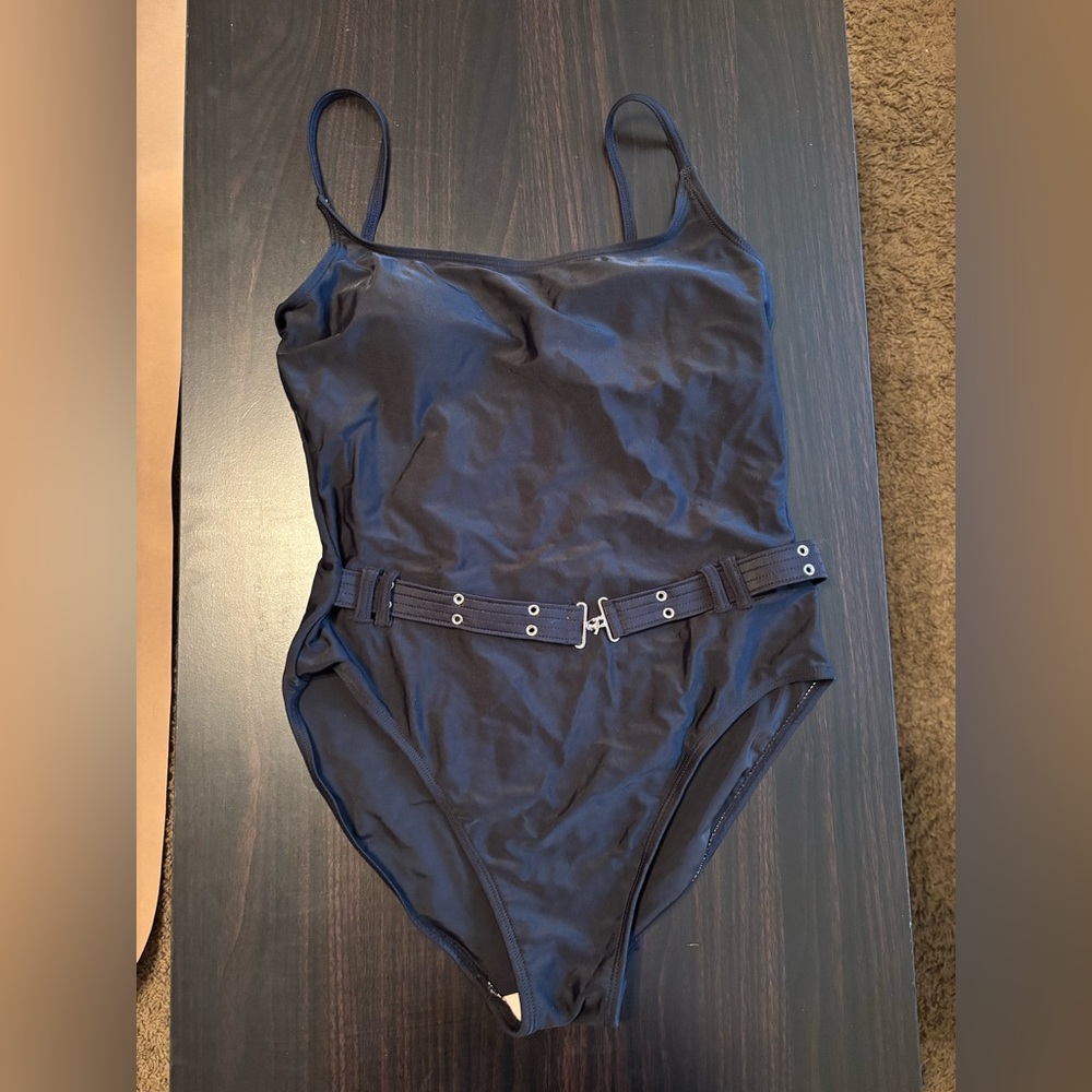 Stylish Black Belted Swimsuit
